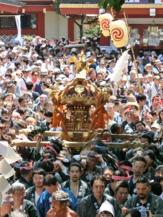 Mikoshi (portable shrine) parade at Kanda Festival